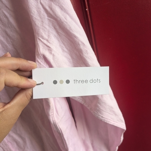 NWT Three Dots Pink Linen Button Down - Picture 3 of 4